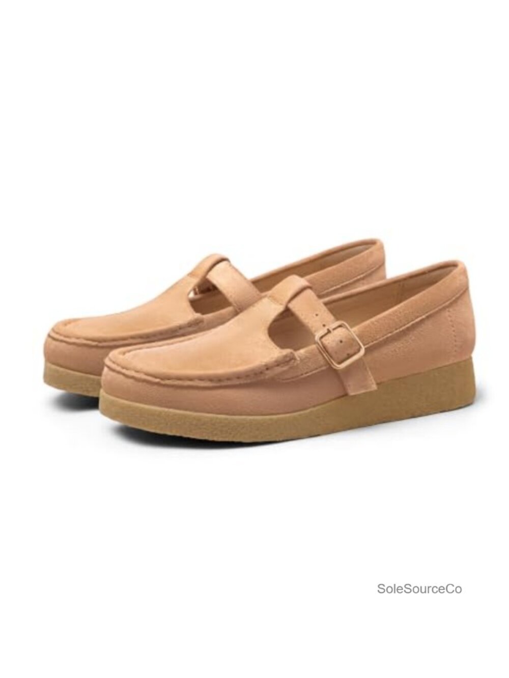 Coutgo Womens Platform Loafers T-Strap Mary Jane Square Toe Slip On Shoes